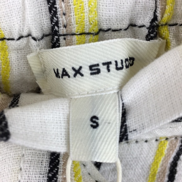 Max Studio Stripe Linen Paper Bag Hi Waist Shorts - Picture 8 of 12